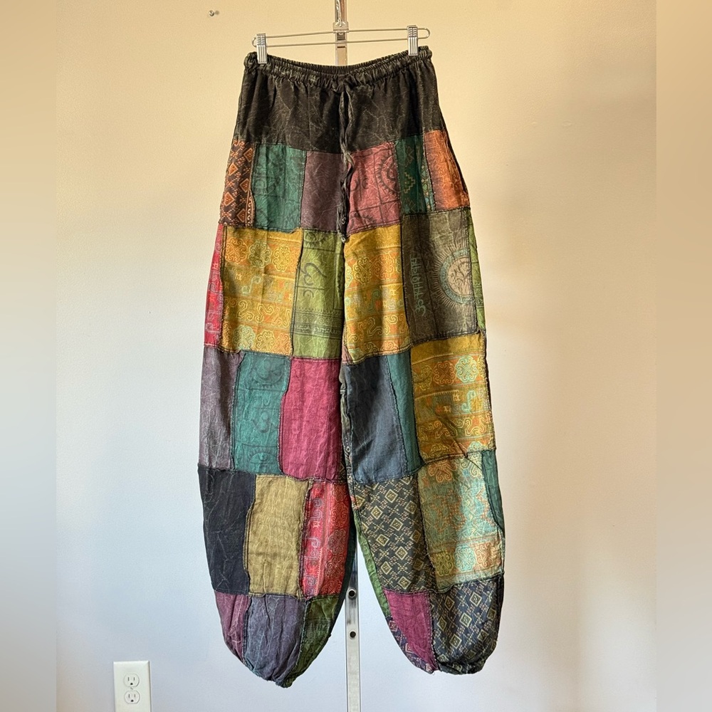 Women's Patchwork Stone Washed Balloon Cotton Pan… - image 3